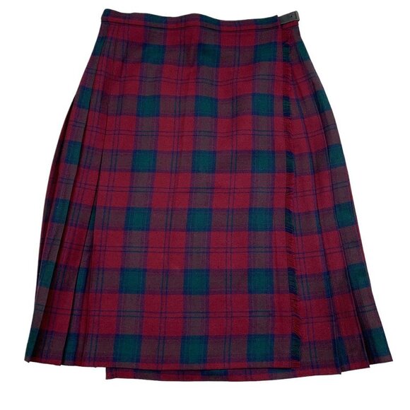 The Edinburgh Woollen Mill Made in Great Britain 100% New Wool Plaid Wrap Skirt - Picture 2 of 7